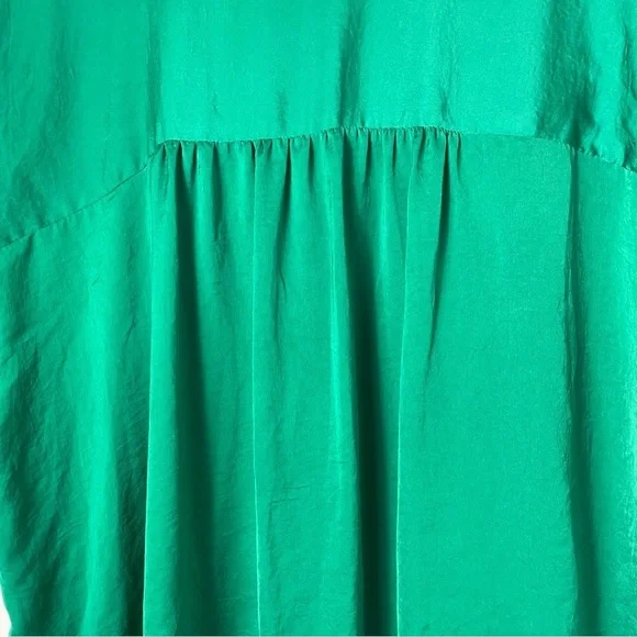 Modern Works short cap sleeves solid green top blouse 2X - Picture 7 of 8